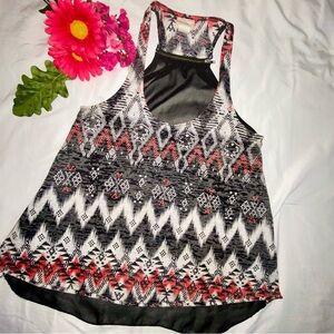 Self Esteem Black and White Graphic Asymmetrical Tank Top